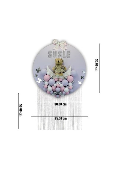Süslebabypartystore Bubble Daire Kapı Süsü, 35 Cm - Lila Çok Renkli
