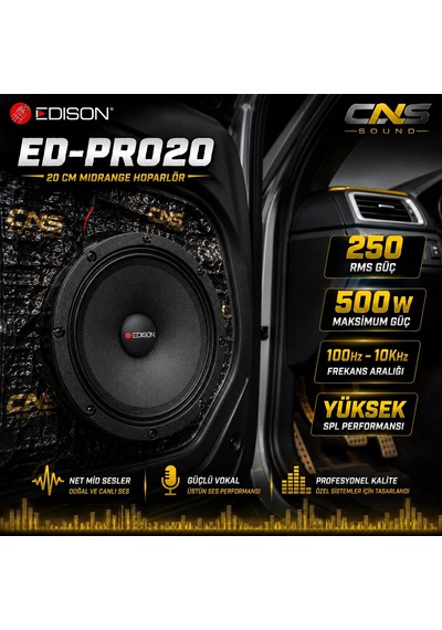 Ed-pro20 20 Cm Midrange Hoparlör 500w Max 250w Rms 98.2 Db Profesyonel Oto Ses Sistemi