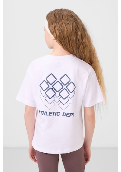 Beyaz Pamuklu O Yaka Oversize Fit Baskılı Kız Çocuk T-shirt - 75178 Beyaz