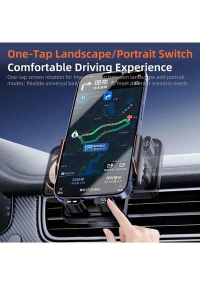 Sd38 15w Otomatik Sensörlü Hızlı Kablosuz Şarjlı Araç Telefon Tutucu - Tek Tuşla 90 Dönen, Çift Motorlu & Rgb Işıklı Havalandırma Tutacağı