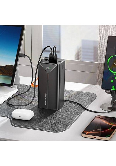 Hy-250 50.000 Mah Powerbank 22.5w Type-c + Lightning + Usb-a Çı Siyah