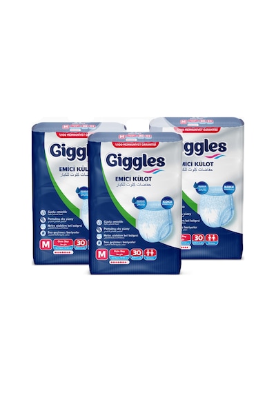 Giggles Yetişkin Emici Külot Medium Ekonomik Fırsat Paketi 3 x 30'Lu
