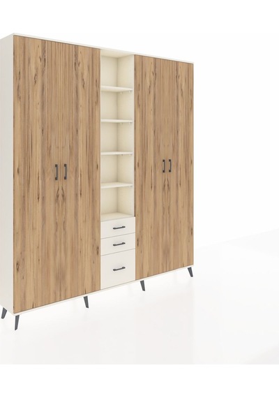 Arges Dolap 17 Raflı 3 Çekmeceli 4 Kapaklı 220x30x243 Aytaşı-çam/aytaşı Atlas Çam/aytası