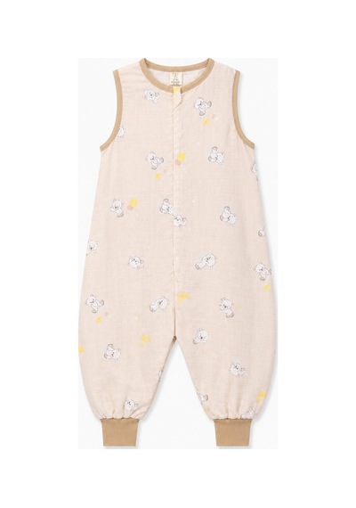 Babyhola Yazlık Müslin Çocuk Uyku Tulumu 1-8 Yaş Unisex Kısa Kollu %100 Pamuk 2703 Kahverengi