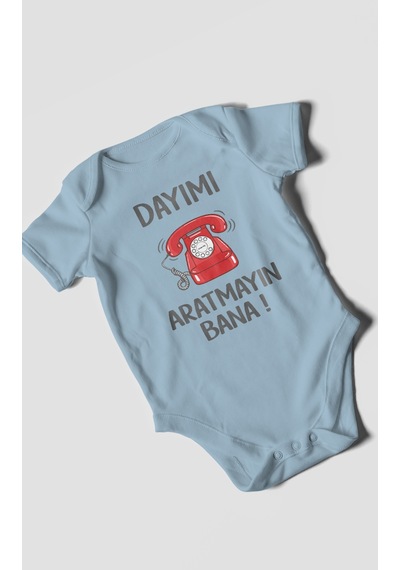 Morivokids Dayımı Aratmayın Bana Kısa Kollu Bebek Body %100 Pamuk Bebe Mavisi