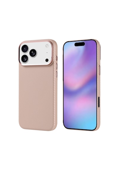 Zore İphone 17 Pro Max Kılıf M-safe Şarj Özellikli Karbon Fiber Görünümlü Ogaa Nekst Kapak - Bej