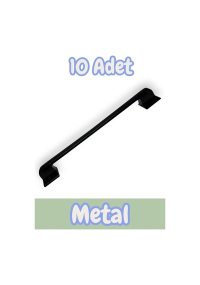 Beta Düz Metal Lüks Modern Mobilya Çekmece Mutfak Dolabı Kulpu Siyah 160mm 10 Adet Siyah