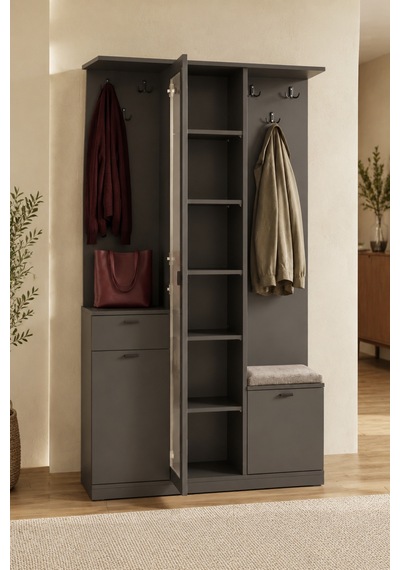 Goodnight Home Armon Portmanto Vestiyer Ayakkabılık 106x190x39 Cm Beyaz Modern Tasarım Siyah - 914347686 Siyah Goodnight Home Armon Portmanto Vestiyer Ayakkabılık 106x190x39 Cm Beyaz Modern Tasarım Siyah - 914347686 Siyah