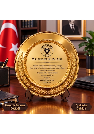 Metal Plaket Tabak Baskılı Başak Desenli Kurumsal Hediye Okul Ve Kurum Ödül Plaketi Gold/gümüş Renk Kişiye Kuruma Özel Anı Tebrik Ödülü