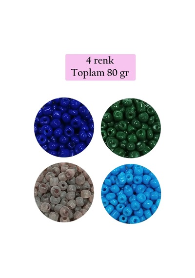 Tedar Dökme Cam Kum Boncuk Büyük Boy 6/0 4 Mm - 4 Renk - Toplam 80 Gram - Bnc415 Najmaddin (No:1) 8.5Cm X 10.5 Cm
