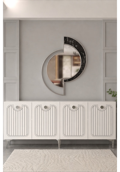 Milano Lazer Pleksi Desen Konsol Tv Sehpası Çok Amaçlı Dolap 180 Cm Bg Beyaz - Gümüş Milano Lazer Pleksi Desen Konsol Tv Sehpası Çok Amaçlı Dolap 180 Cm Bg Beyaz - Gümüş