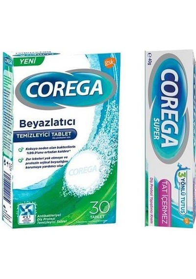 Corega Temizleyici Beyazlatıcı 30 Tablet+COREGA SUPER DİŞ PROTEZİ