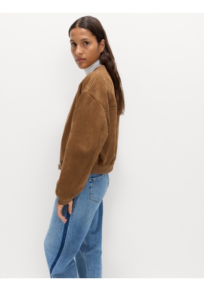 Marks & Spencer Suni Süet Hafif Bomber Ceket Kahverengi