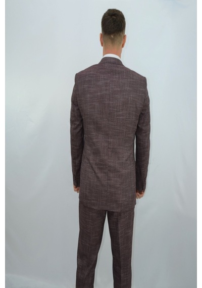 Presto Erkek Yelekli Slimfit Takım Elbise 6 Drop Bordo-777-800 Bordo