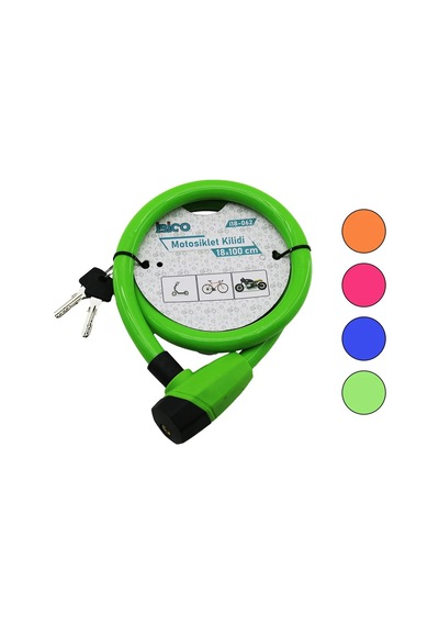 Anahtarlı Kalın Motor - Bisiklet Kilit Çelik Tel Renkli Kılıf 18mmx100cm Diğer