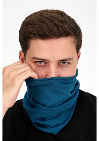 Butikgiz Erkek 4 Fonksiyonlu Koruyucu Pamuklu, Esnek, Terletmez, Bandana, Boyunluk, Maske - Tek Ebat / Mavi Mavi