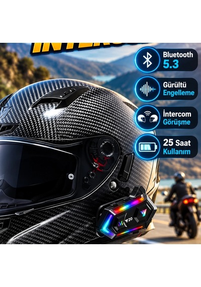 Kask İçi Bluetooth 5.3 Intercom Gürültü Engelleme Ve 25 Saat Kullanım