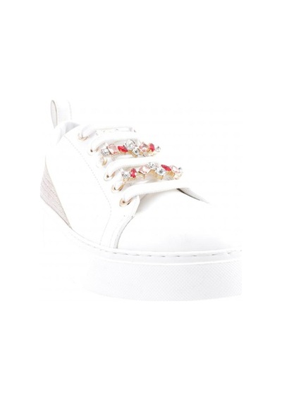 Dgn Es863-23y Kadin Kalin Renkli Kristal Taşli Sneakers Ayakkabi ES863-2007-R0198 Beyaz