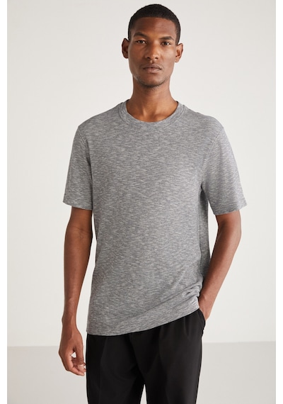 Grımelange Abbott Erkek Comfort Fit Özel Dokulu Kırcıllı Görünümlü Gri T-shirt