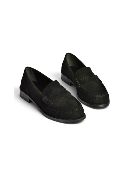 Fox Shoes Z820221002 Siyah Süet Kadın Loafer Ayakkabı