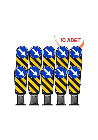 Esnek Refüj Levha Esnek Refüj Başı Tabelası Refüj Dubası Levhası 100 Cm Evelux Ø300mm 10 Adet