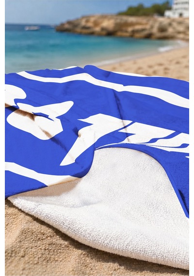 Mavi Beyaz Chill Out Motto Plaj Havlusu - Modern Dalga Çizgili Hızlı Kuruyan Mikrofiber Havlu Yağmur Köpüğü