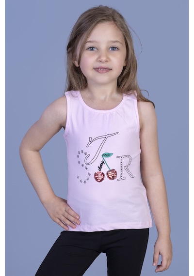 Toontoy Kids Kız Çocuk Kiraz Nakışlı Atlet Açık Pembe