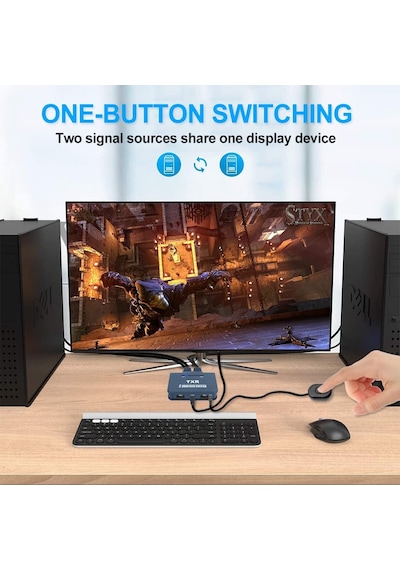 4732 HDMI KVM Switch 2 Port Usb Pc Tek Kasa Klavye Mouse Kontrol Çoklayıcı