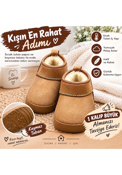 Ateşflex Unisex Peluş Astarlı Ev Botu Sıcak Tutan Kaymaz Tabanlı Hafif Bot Acı Kahverengi Ateşflex Unisex Peluş Astarlı Ev Botu Sıcak Tutan Kaymaz Tabanlı Hafif Bot Acı Kahverengi
