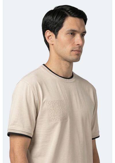 Slazenger Zavıer Erkek Pamuklu Bej Tişört