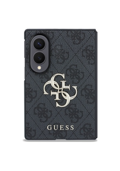 Samsung Uyumlu Galaxy Z Fold 8 Kılıf Guess  Lisanslı 4g Desenli Metal Büyük 4g Ve Yazı Logolu Kapak Siyah