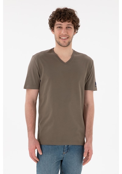 U.S. Polo Assn. Erkek Regular Fit  V Yaka Vizon Basic Tişört 50305858-VR052