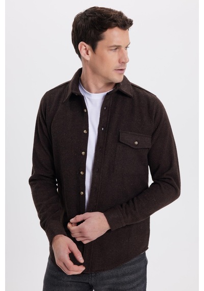 Tudors Erkek Slim Fit Tek Cep Kapaklı Düz Oduncu Spor Koyu Kahve Gömlek-41583 Koyu Kahve Tudors Erkek Slim Fit Tek Cep Kapaklı Düz Oduncu Spor Koyu Kahve Gömlek-41583 Koyu Kahve
