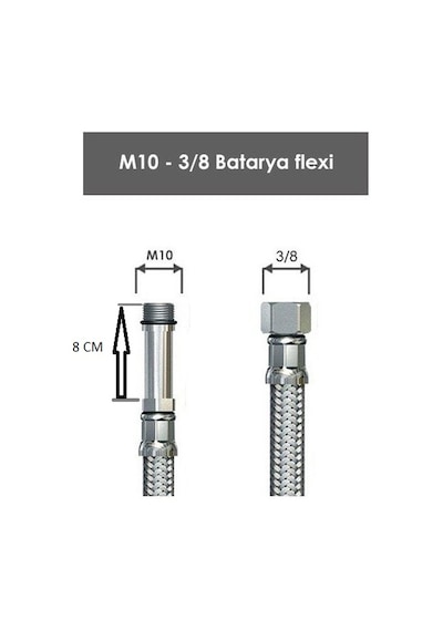 Batarya Bağlantı Hortumu Flexi Uzun Pimli 8 Cm M10 3/8