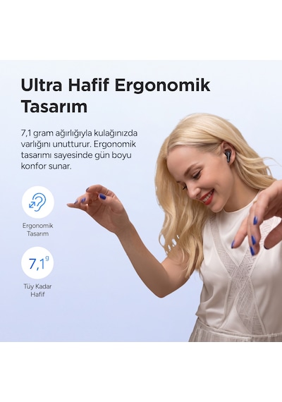 Juo Jt2 Bluetooth 6.0 Tws Kablosuz Kulak İçi Kulaklık 4 Mikrofonlu Anc Enc Gürültü Engelleme 13mm Sürücü Siyah