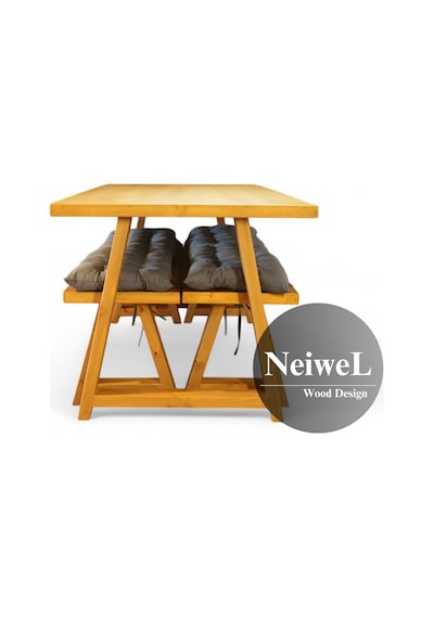 Neiwel Dore Doğal Ahşap Banklı Mutfak Ve Yemek Masası Takımı-80-140 Takım Açık Ceviz Neiwel Dore Doğal Ahşap Banklı Mutfak Ve Yemek Masası Takımı-80-140 Takım Açık Ceviz