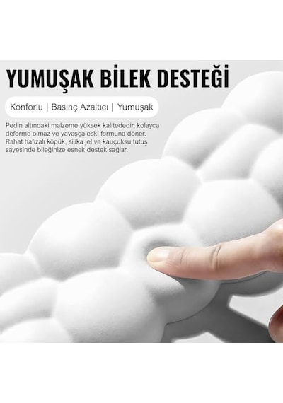 Klasse Cloud Klavye Bilek Desteği, Bulut Ergopad, Kaymaz Tabanlı, Nefes Alan Kumaş, Hassasiyet Önleyici Klavye Dest