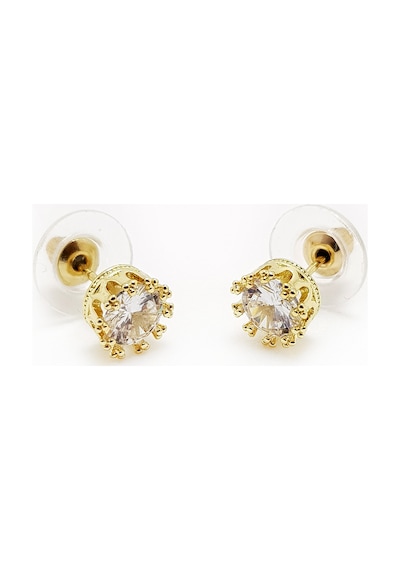 1 Carat Kral Tacı Motifli Gold Tek Taş Bayan Küpe Df09Sr Altın