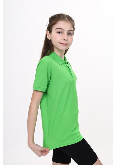 Toontoy Kids Toontoy Unisex Polo Yaka Düğmeli Uzun Kısa Tişört Fıstık Yeşili