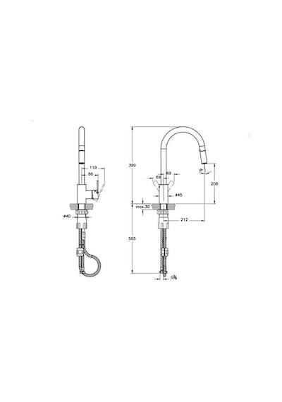 Artema Maestro Standart Pull Down Eviye Bataryası Krom A42162