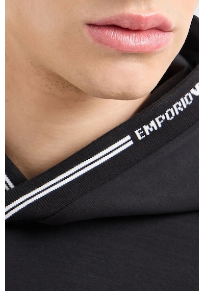 Emporio Armani Streç Regular Fit Kapüşonlu Erkek Sweat 6D1M99 1JRRZ 0999 Siyah