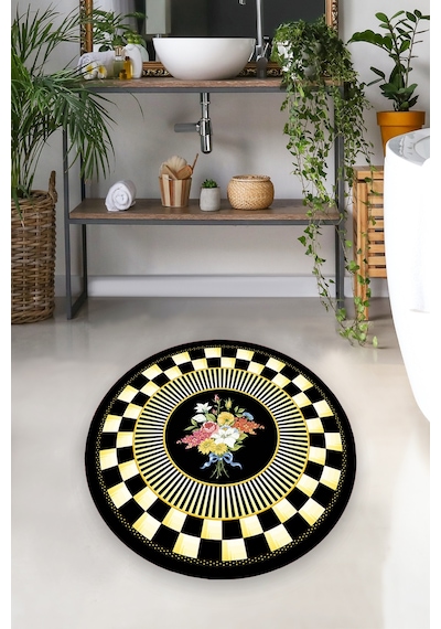 QUADRATIC DJT ÇAP 140X140 CM Banyo Halısı Banyo Paspası Çok Renkli