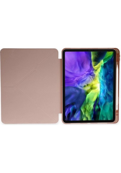 Apple iPad Uyumlu  Pro 12.9 2021 Kılıf Kalemlikli Mars Tablet Kılıfı - Rose Gold - Yluh-855085