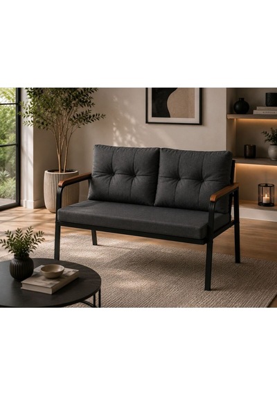 Teras Balkon Ve Kafe İçin Modern İkili Koltuk İstanbul Serisi Antrasit