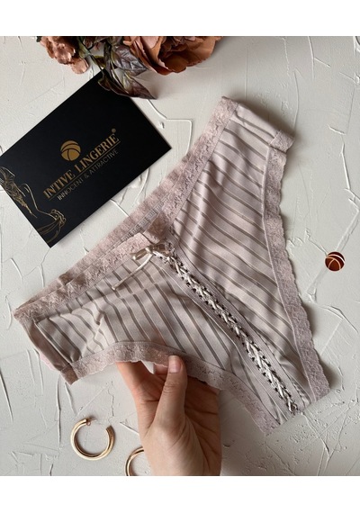 Lola Transparan Arkası Bağlama Detaylı Pamuklu Fantezi/günlük Kul Bej