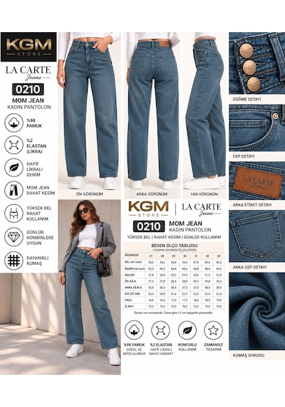 La Carte Mom Jean Lycralı Kadın Kot Pantolon 0210-27/33 Yeşil