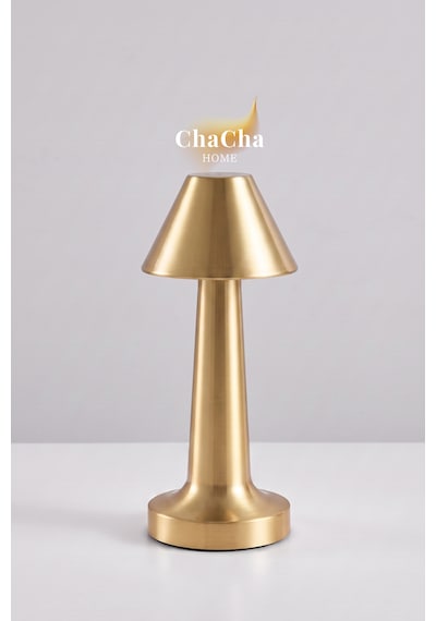 Chacha Home Pera Metal Led Masa Lambası 22x10 Cm - Lüks Dekoratif Abajur Ve Gece Lambası Gold