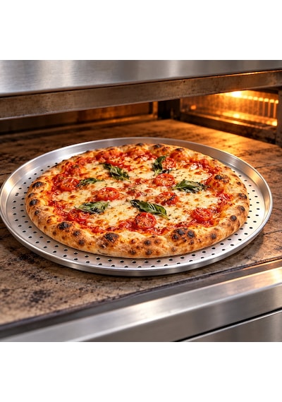 Fida Pizza Tavası Delikli Profesyonel 26 Cm Gümüş