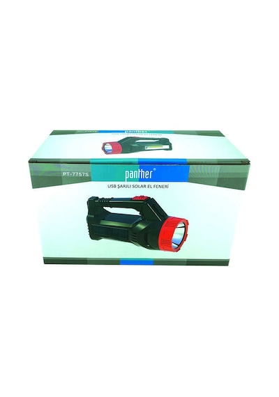 Panther Pt-7757S Usb Şarjlı Solar El Feneri N11.132 Kırmızı - Siyah