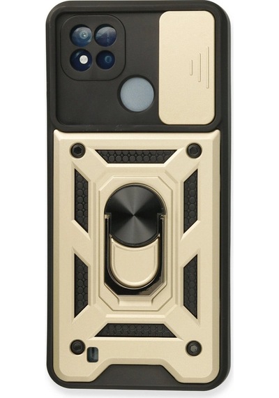 Realme C11 2021 Kılıf Pars Lens Yüzüklü Silikon Gold
